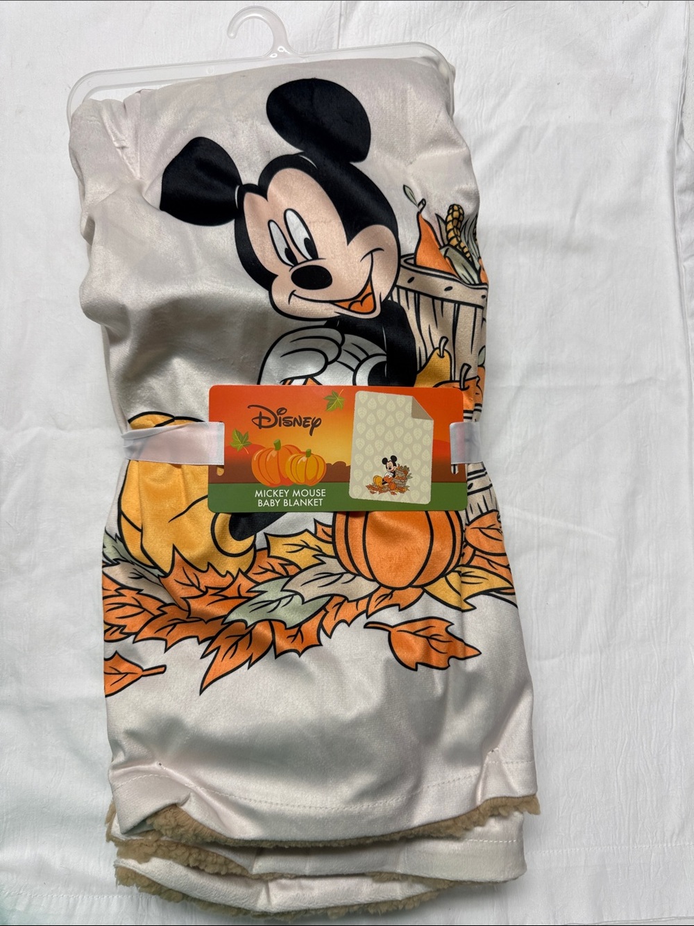 Disney Mickey Mouse baby Sherpa blanket  - Cream & Orange